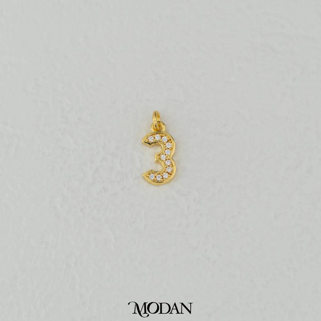 Mini Micro Paved Numbers Charm DIY Charm Liontin Angka Berlian Pasir Hypoallergenic Gold Filled