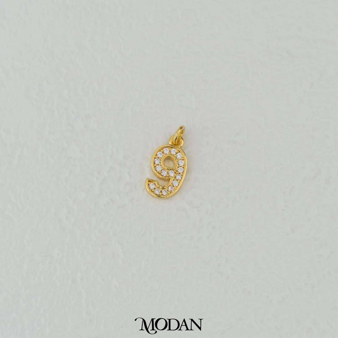 Mini Micro Paved Numbers Charm DIY Charm Liontin Angka Berlian Pasir Hypoallergenic Gold Filled