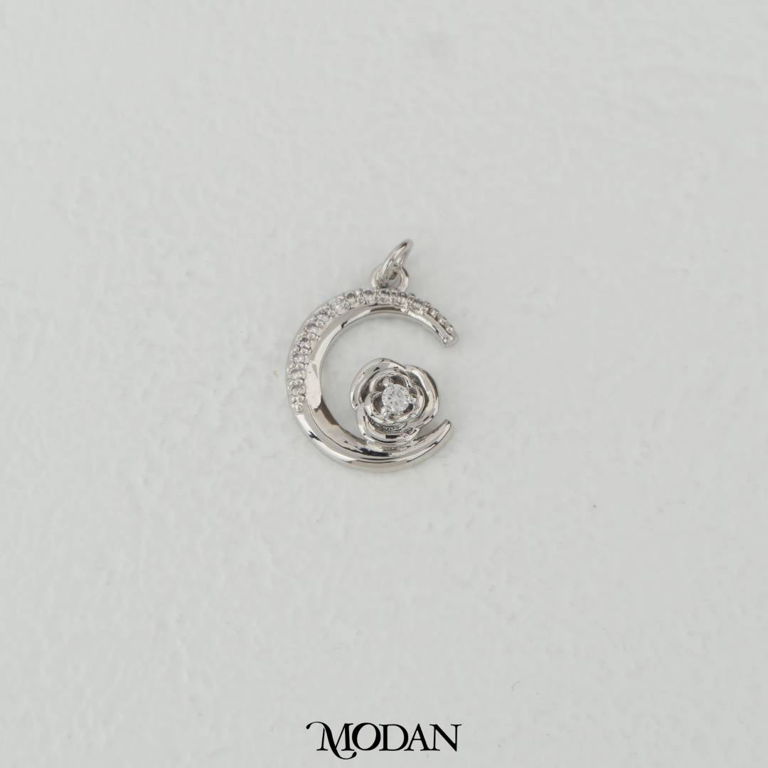 Magical Night Moon and Rose Charm DIY Charm Liontin Kalung/Gelang Bulan Mawar Hypoallergenic Gold Filled