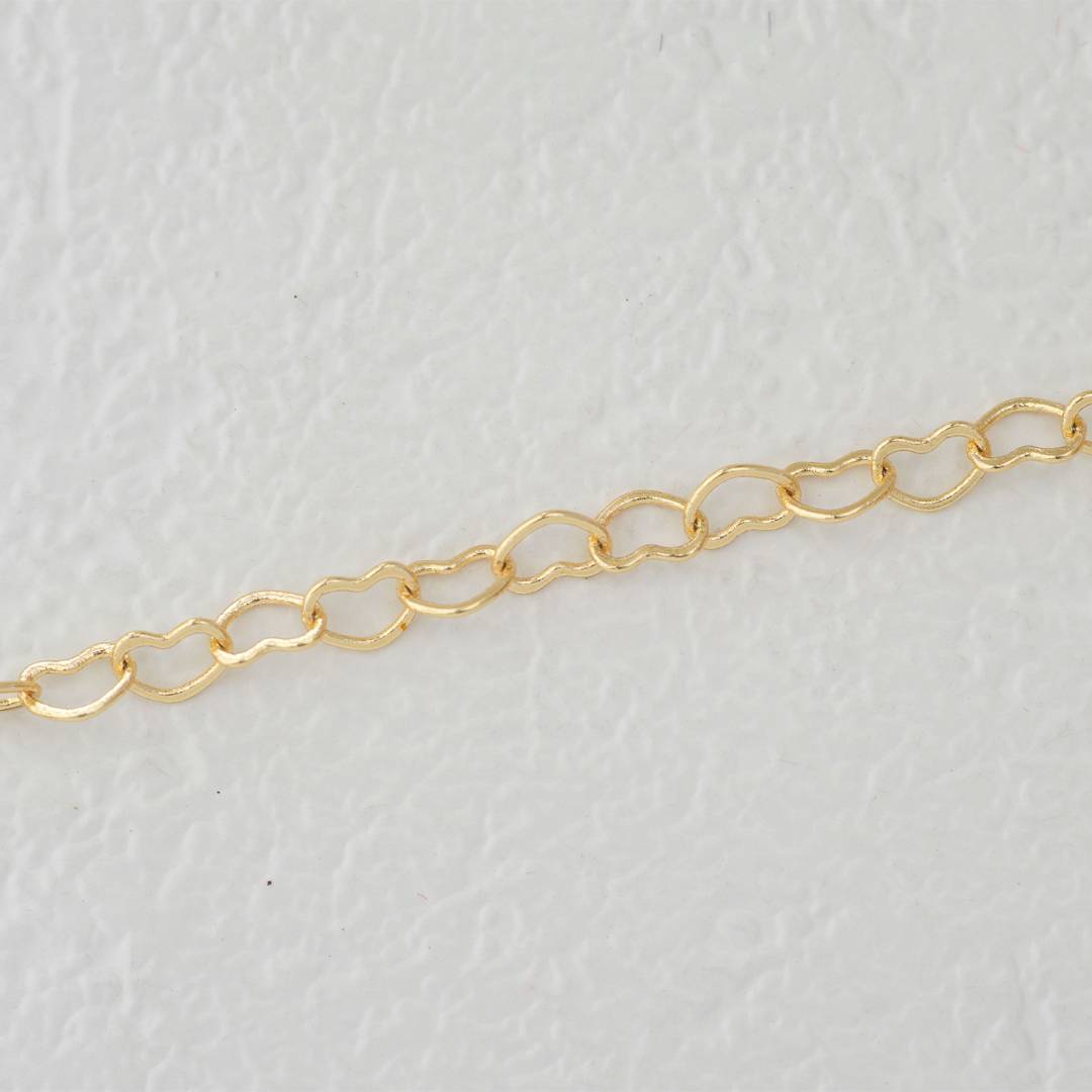 (2.6mm) Love Heart Shaped Cable Chain DIY Chain Rantai Kalung Gelang Meteran Hypoallergenic Gold Plated