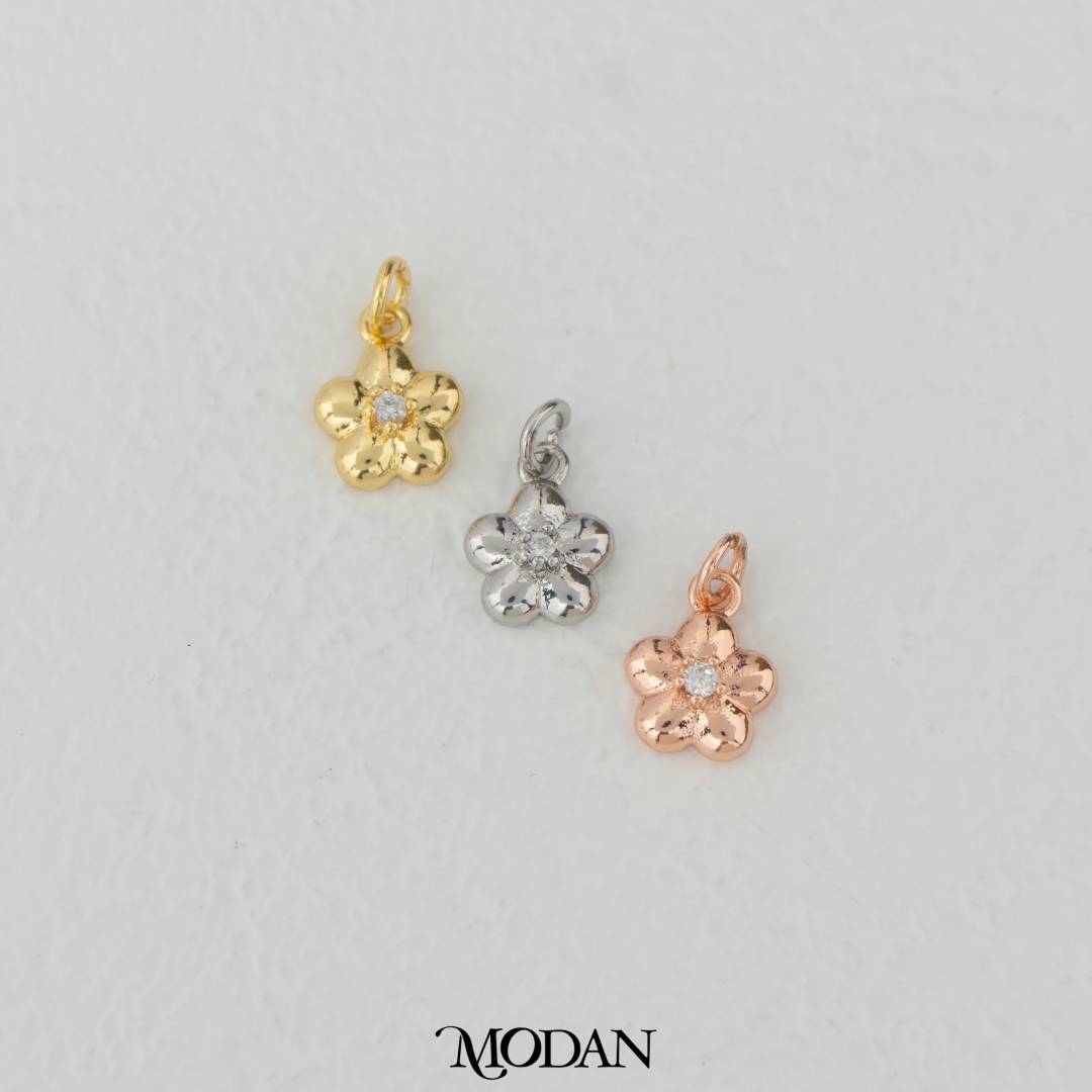Simple Dainty Mini Flower Charm DIY Charm Liontin Bunga Kecil Hypoallergenic Gold Filled