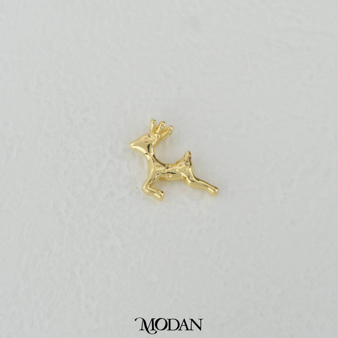 Cute Mini Christmas Reindeer Charm DIY Charm Liontin Rusa Hypoallergenic Gold Filled