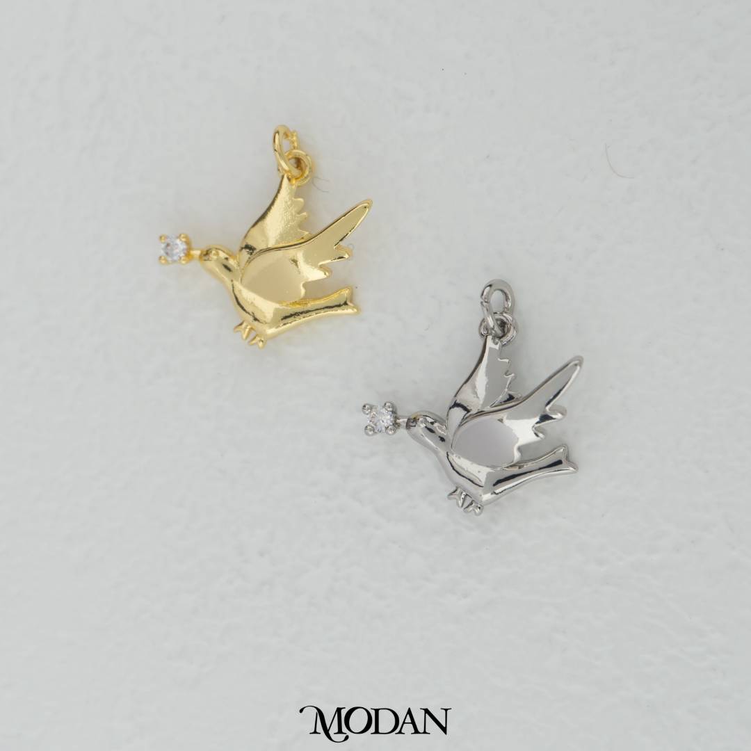 Mini Flying Dove Charm DIY Charm Liontin Merpati Terbang Kecil Hypoallergenic Gold Filled