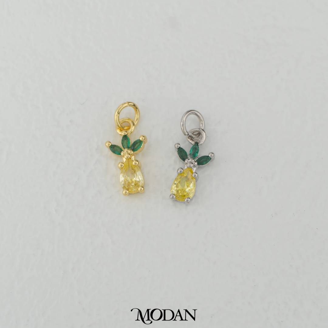 Mini Yellow Pineapple Charm DIY Charm Liontin Buah Nanas Kecil Hypoallergenic Gold Filled