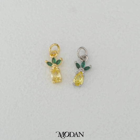 Mini Yellow Pineapple Charm DIY Charm Liontin Buah Nanas Kecil Hypoallergenic Gold Filled