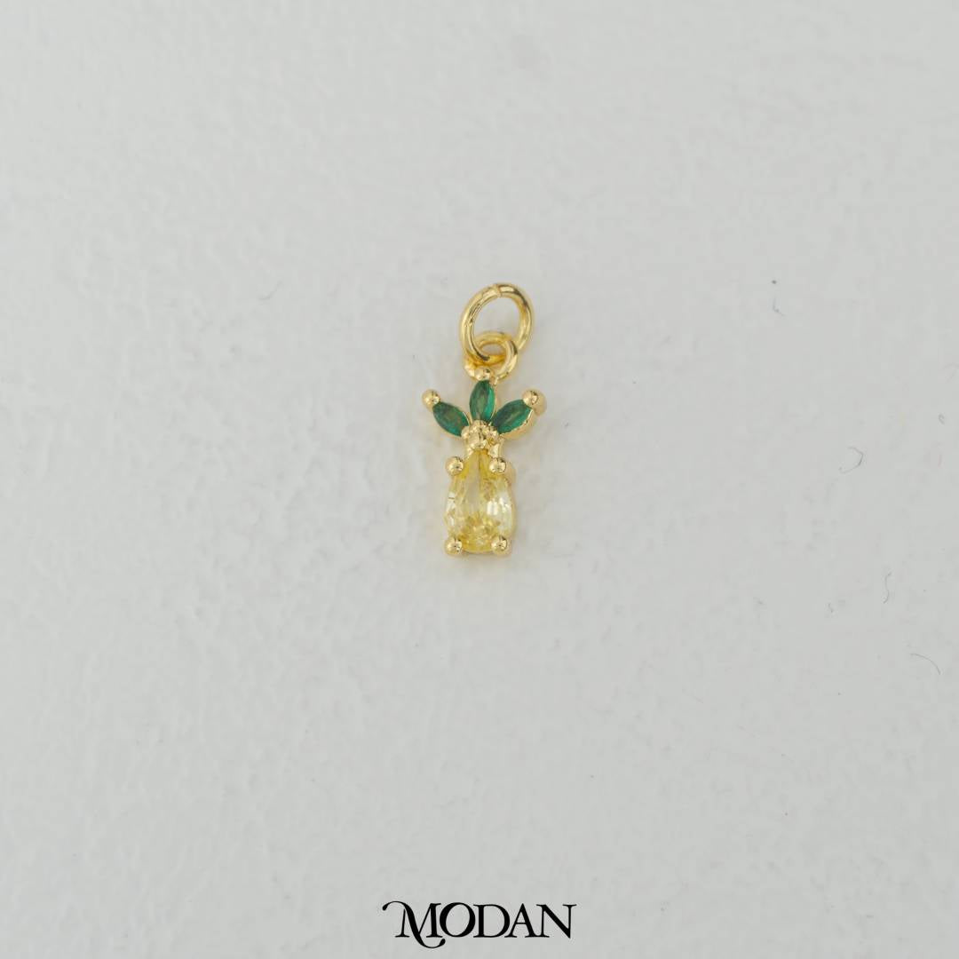 Mini Yellow Pineapple Charm DIY Charm Liontin Buah Nanas Kecil Hypoallergenic Gold Filled