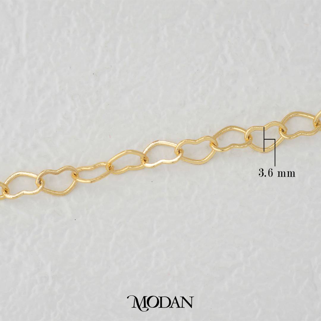 (3.6mm) Love Heart Shaped Cable Chain DIY Chain Rantai Kalung Gelang Meteran Hypoallergenic Gold Plated