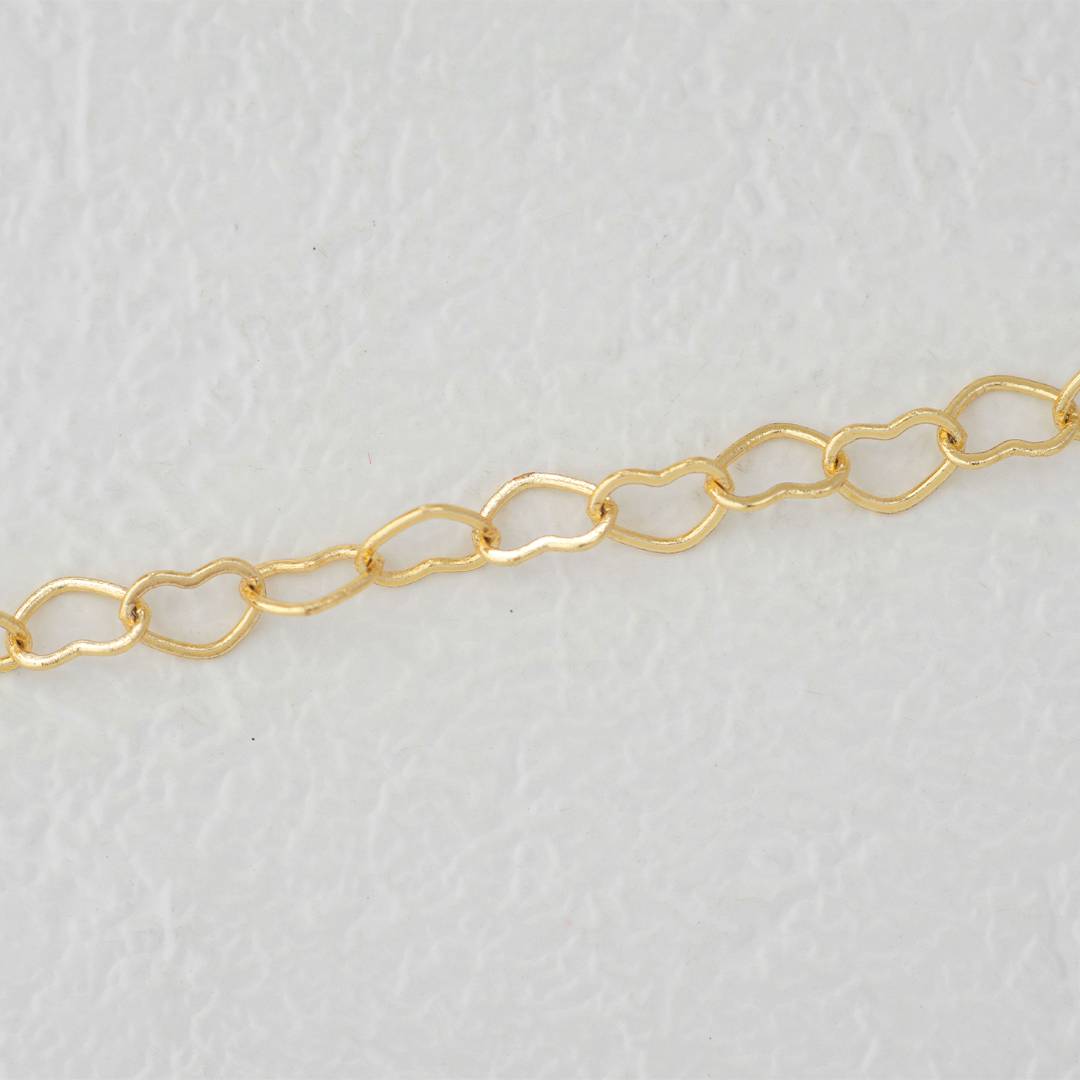 (3.6mm) Love Heart Shaped Cable Chain DIY Chain Rantai Kalung Gelang Meteran Hypoallergenic Gold Plated