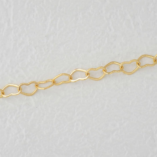(3.6mm) Love Heart Shaped Cable Chain DIY Chain Rantai Kalung Gelang Meteran Hypoallergenic Gold Plated