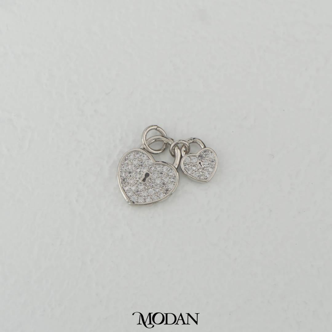 Romantic Colorful and Clear Micro Paved Love Lock Dangle Charm DIY Charm Liontin Gembok Hati Cinta Hypoallergenic Gold Filled