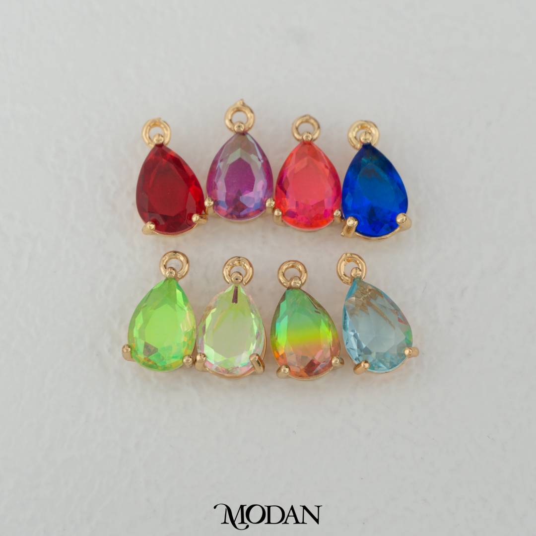 Colorful Gradient Teardrop Charm DIY Charm Liontin Tetets Air Mata Hypoallergenic Gold Plated