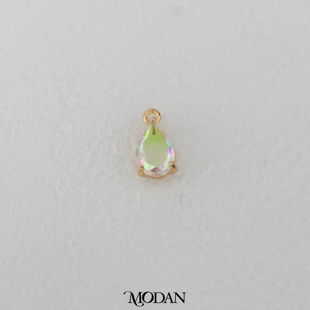 Colorful Gradient Teardrop Charm DIY Charm Liontin Tetets Air Mata Hypoallergenic Gold Plated