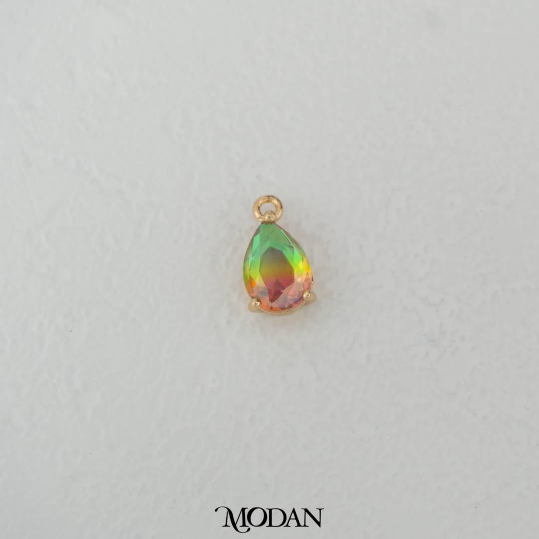 Colorful Gradient Teardrop Charm DIY Charm Liontin Tetets Air Mata Hypoallergenic Gold Plated