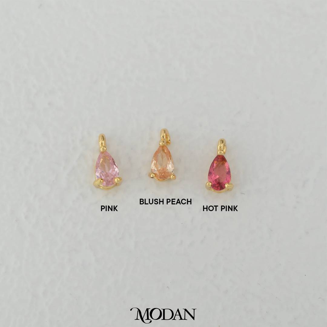 Tiny Pink/Hot Pink/Peach Teardrop Charm DIY Charm Liontin Tetets Air Mata Hypoallergenic Gold Plated