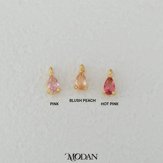 Tiny Pink/Hot Pink/Peach Teardrop Charm DIY Charm Liontin Tetets Air Mata Hypoallergenic Gold Plated