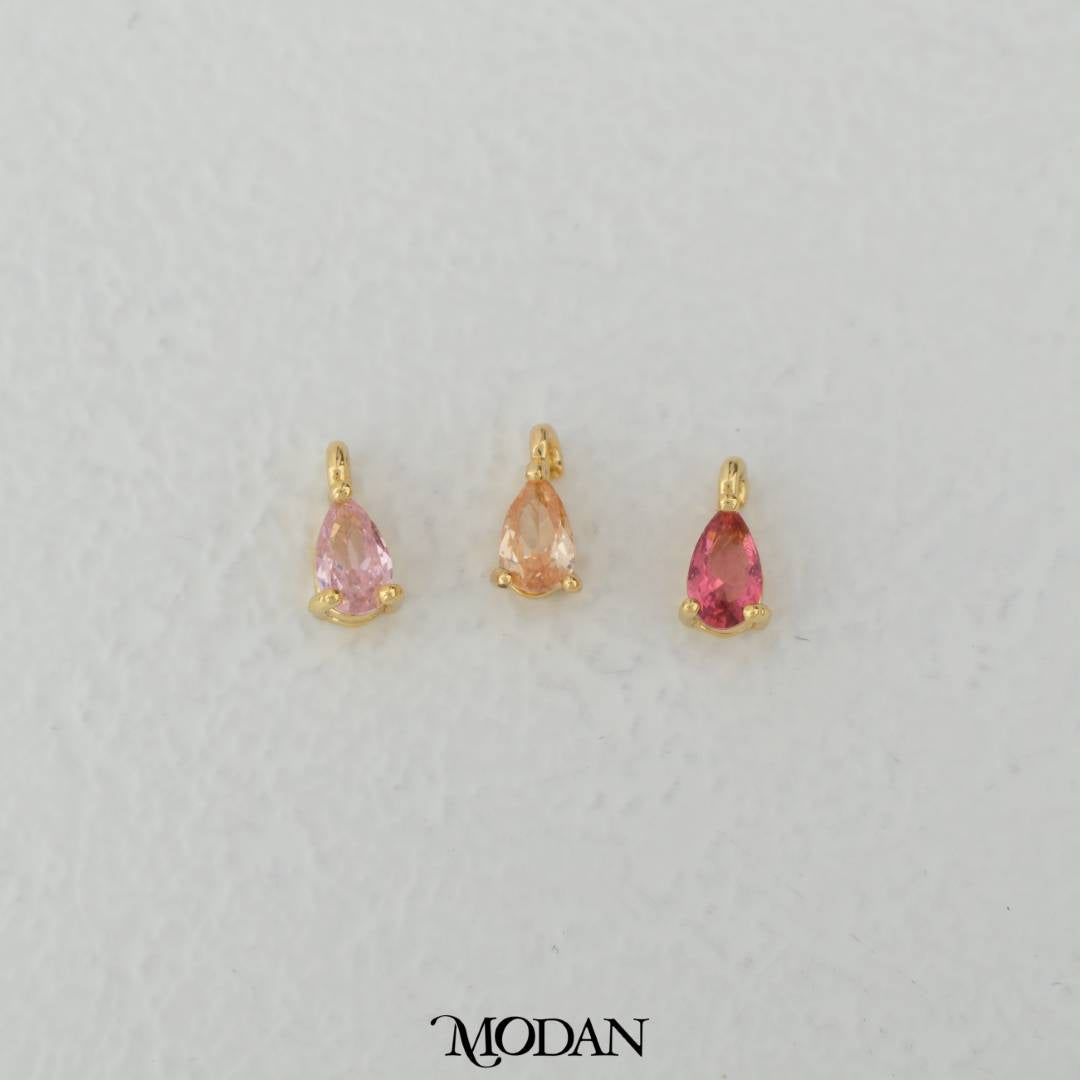 Tiny Pink/Hot Pink/Peach Teardrop Charm DIY Charm Liontin Tetets Air Mata Hypoallergenic Gold Plated