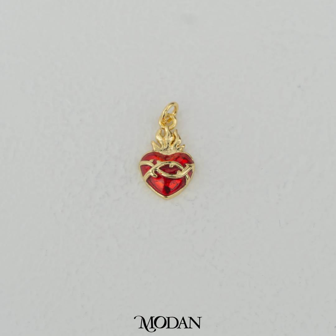Red Heart Enamel Charm DIY Liontin Hati Hypoallergenic Gold Filled