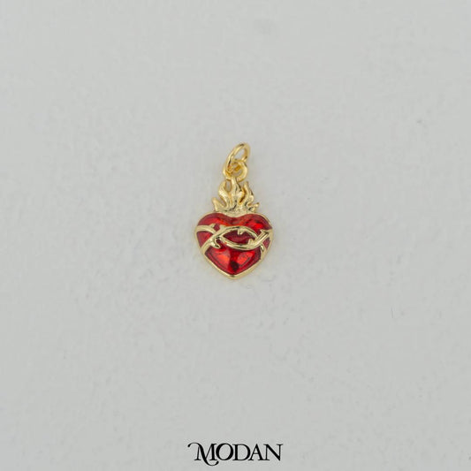 Red Heart Enamel Charm DIY Liontin Hati Hypoallergenic Gold Filled