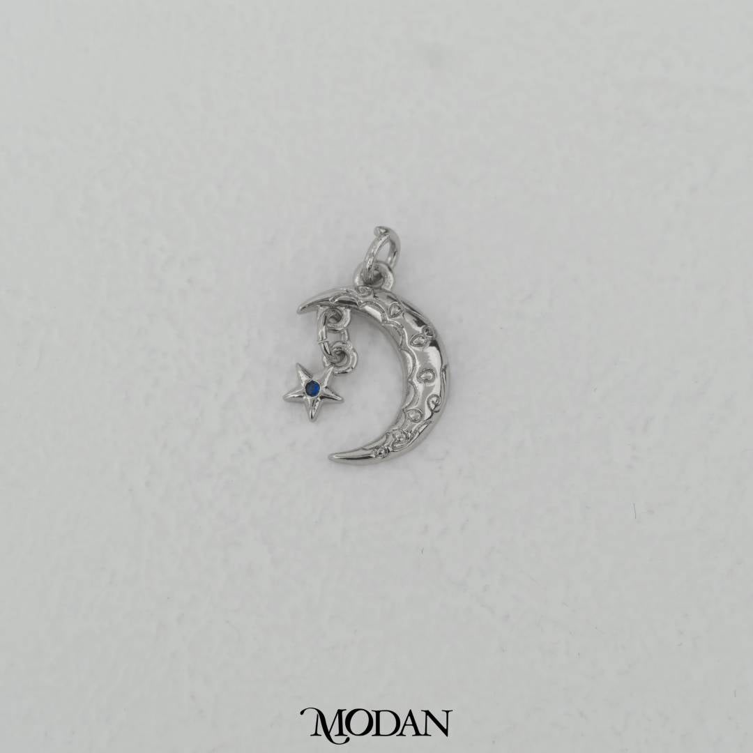 Textured Dangle Crescent Moon Charm DIY Charm Liontin Bulan Hypoallergenic Gold Filled