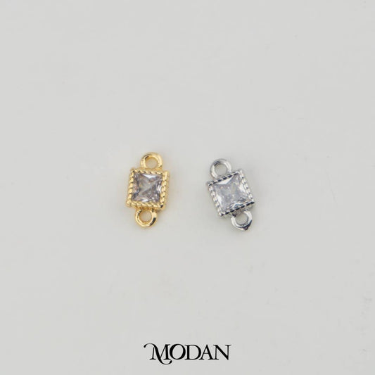 Tiny Beaded Square DIY Connector Liontin Berlian Persegi Hypoallergenic Gold Filled