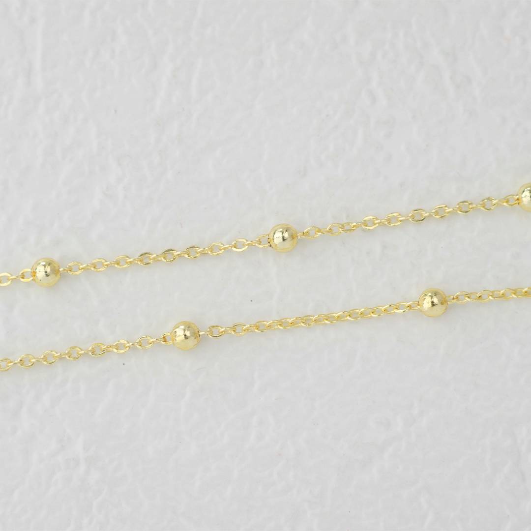 (1mm) (1meter) Golden Singapore Satellite Chain Unfinished DIY Chain Rantai Kalung Gelang Meteran Hypoallergenic Gold Filled