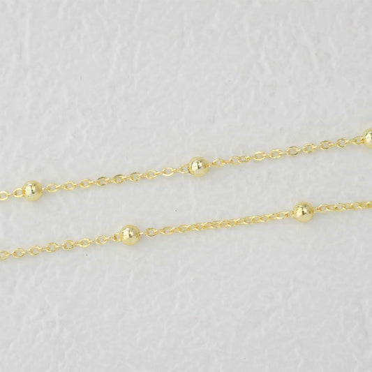 (1mm) (1meter) Golden Singapore Satellite Chain Unfinished DIY Chain Rantai Kalung Gelang Meteran Hypoallergenic Gold Filled