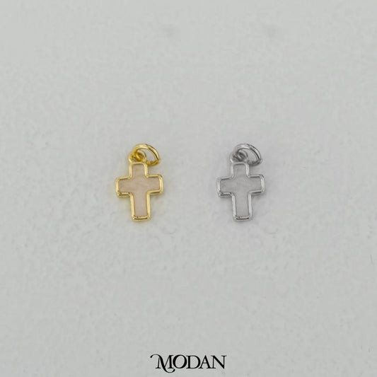 Mini White Enamel Religious Cross Charm DIY Charm Liontin Salib Kecil Hypoallergenic Gold Filled