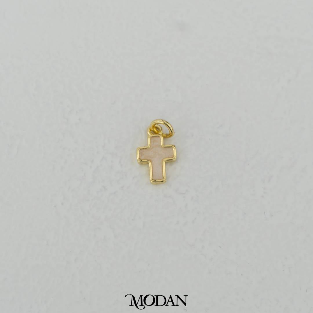 Mini White Enamel Religious Cross Charm DIY Charm Liontin Salib Kecil Hypoallergenic Gold Filled