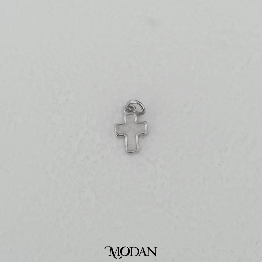 Mini White Enamel Religious Cross Charm DIY Charm Liontin Salib Kecil Hypoallergenic Gold Filled