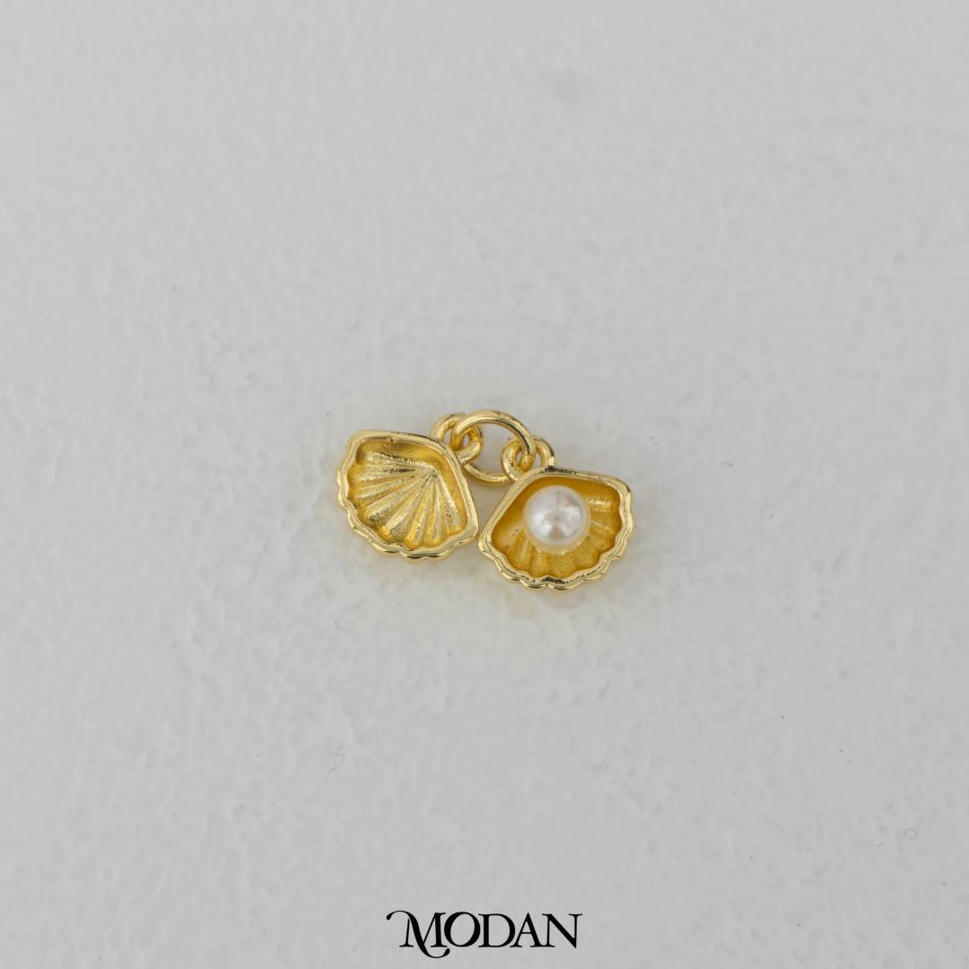 Beach Style Mini Ocean Clam Shell Charm DIY Charm Liontin Cangkang Kerang Mutiara Hypoallergenic Gold Filled