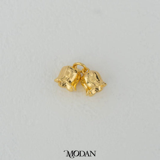 Golden Plain Lily of The Valley Flower Charm DIY Charm Liontin Bunga Kecil Hypoallergenic Gold Filled
