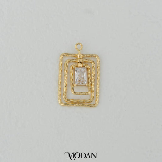 Dancing Rectangular Charm DIY Charm Liontin Persegi Panjang Hypoallergenic Gold Filled