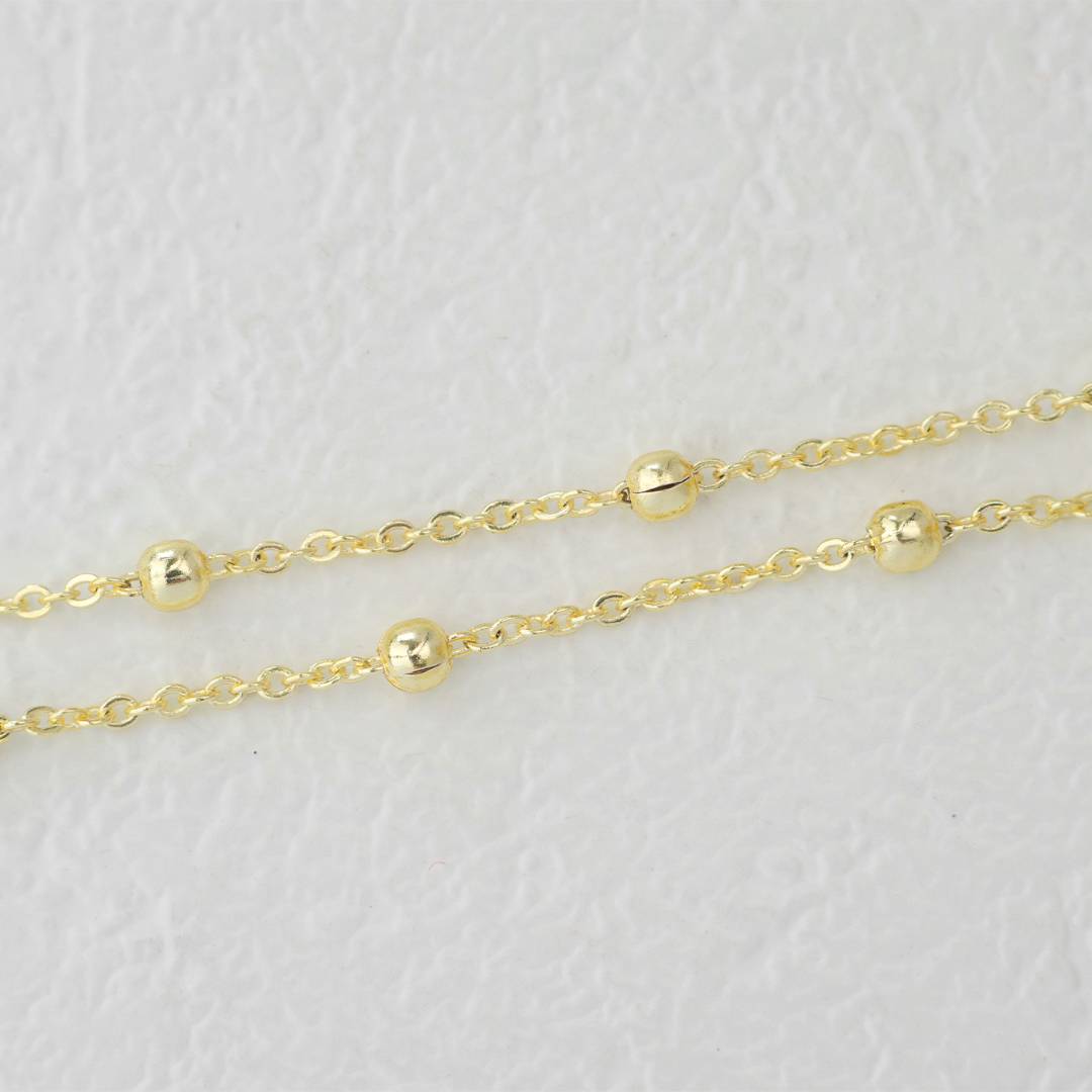 (1.2mm) (1meter) Golden Singapore Satellite Chain Unfinished DIY Chain Rantai Kalung Gelang Meteran Hypoallergenic Gold Filled