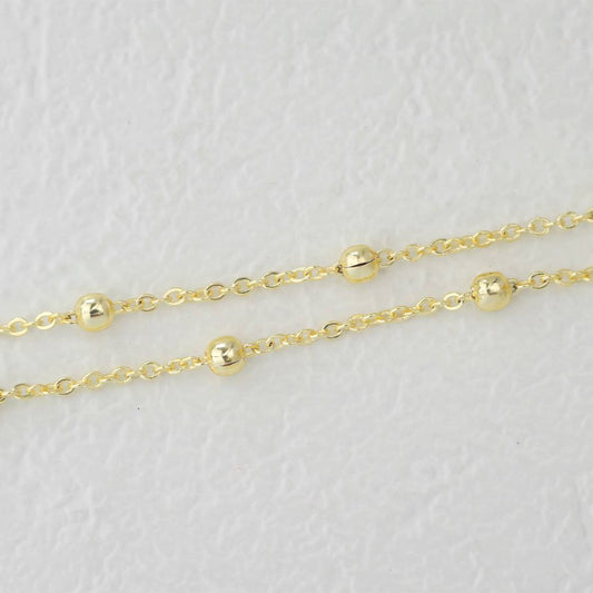 (1.2mm) (1meter) Golden Singapore Satellite Chain Unfinished DIY Chain Rantai Kalung Gelang Meteran Hypoallergenic Gold Filled