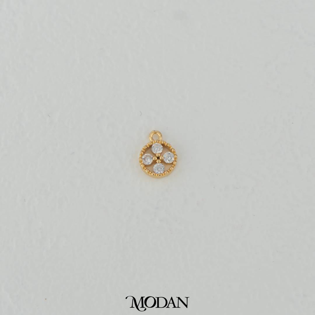 Mini Round Clover Charm DIY Charm Liontin Bunga Kecil Bulat Hypoallergenic Gold Filled