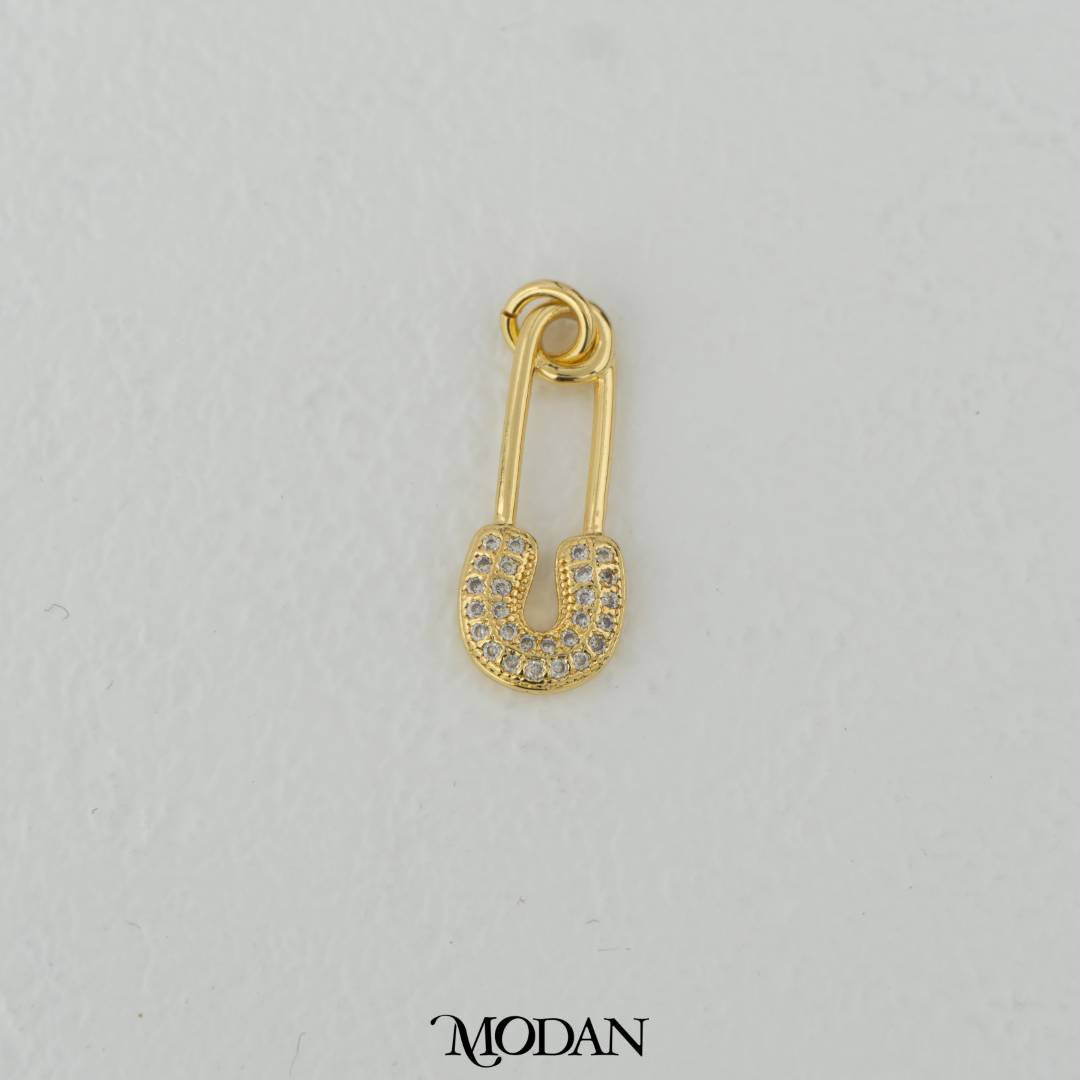 Micro Paved Safety Pins Charm DIY Charm Liontin Peniti Berlian Pasir Hypoallergenic Gold Filled