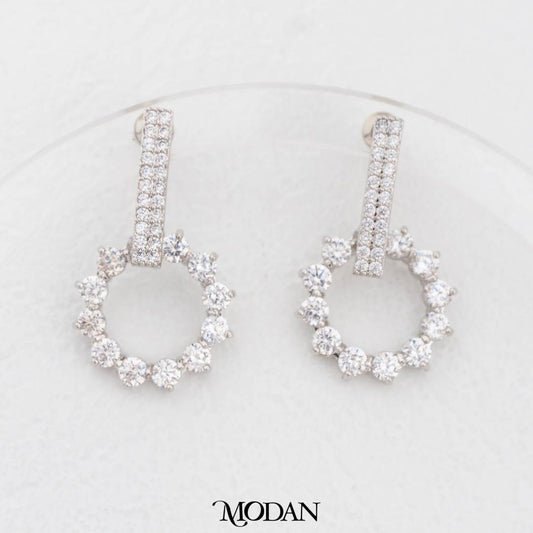 Geometric Open Round Stud Earrings Anting Tusuk Bulat Pesta Pernikahan Hypoallergenic Gold Plated