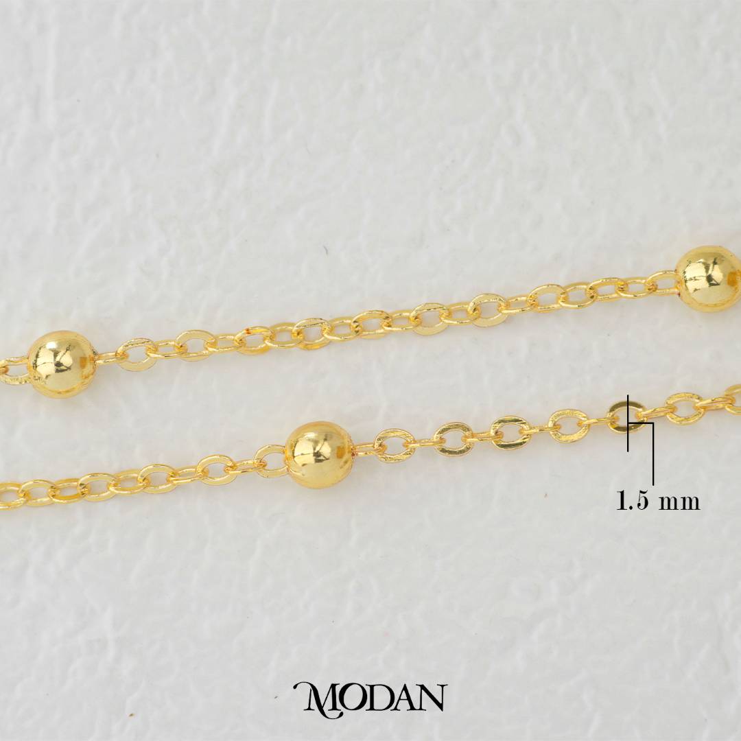 (1.5mm) (1meter) Golden Singapore Satellite Chain Unfinished DIY Chain Rantai Kalung Gelang Meteran Hypoallergenic Gold Filled