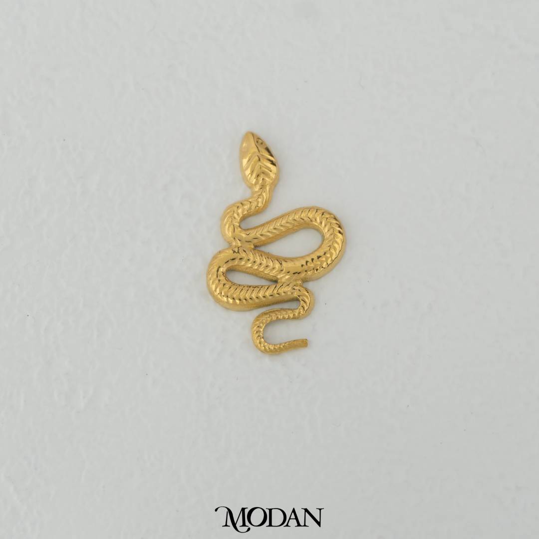 Textured Snake Charm DIY Liontin Bentuk Ular Hypoallergenic Stainless Steel