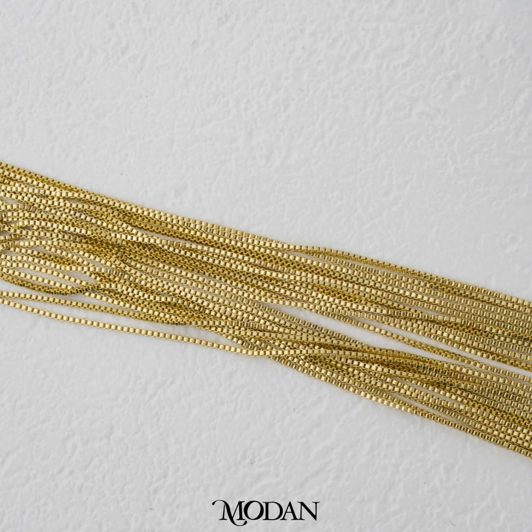 43cm Box Chain Necklace Chain DIY Kalung Itali Kaca Polos Hypoallergenic Gold Plated