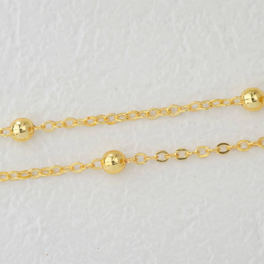 (1.5mm) (1meter) Golden Singapore Satellite Chain Unfinished DIY Chain Rantai Kalung Gelang Meteran Hypoallergenic Gold Filled