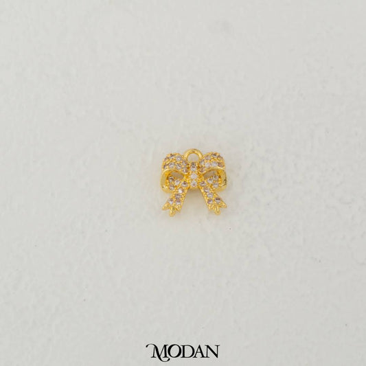 Mini Micro Paved Ribbon Charm DIY Charm Liontin Pita Berlian Pasir Hypoallergenic Gold Filled