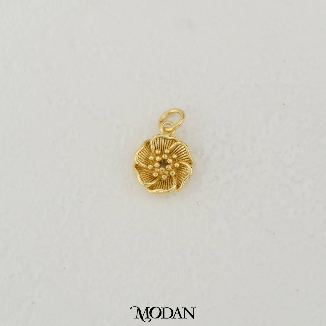 Mini 3D Flower Charm DIY Charm Liontin Bunga Kecil Hypoallergenic Gold Filled