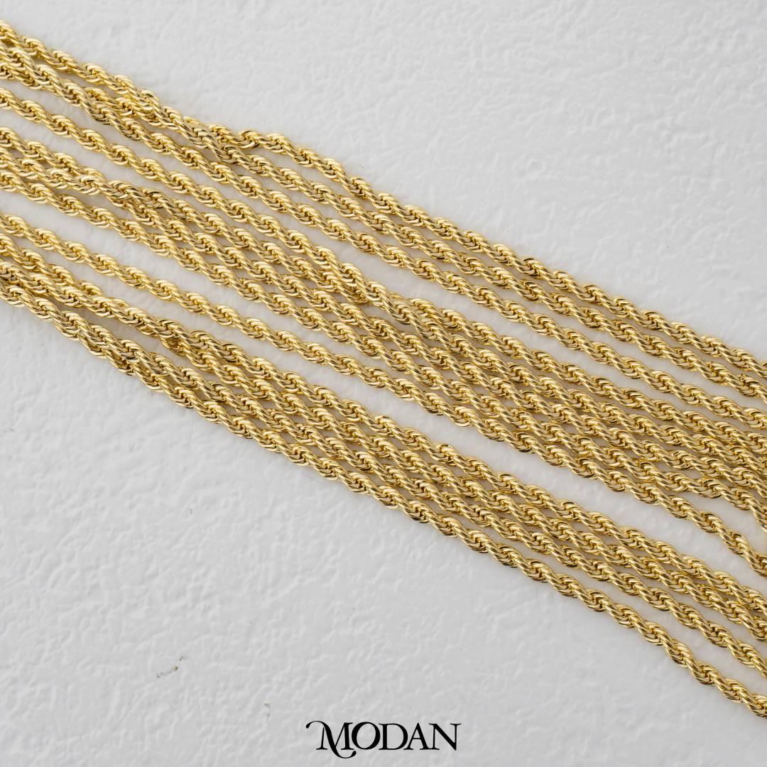 Elegant Plain Singapore Rope Chain DIY Rantai Ulir Tambang Polos Hypoallergenic Gold Plated