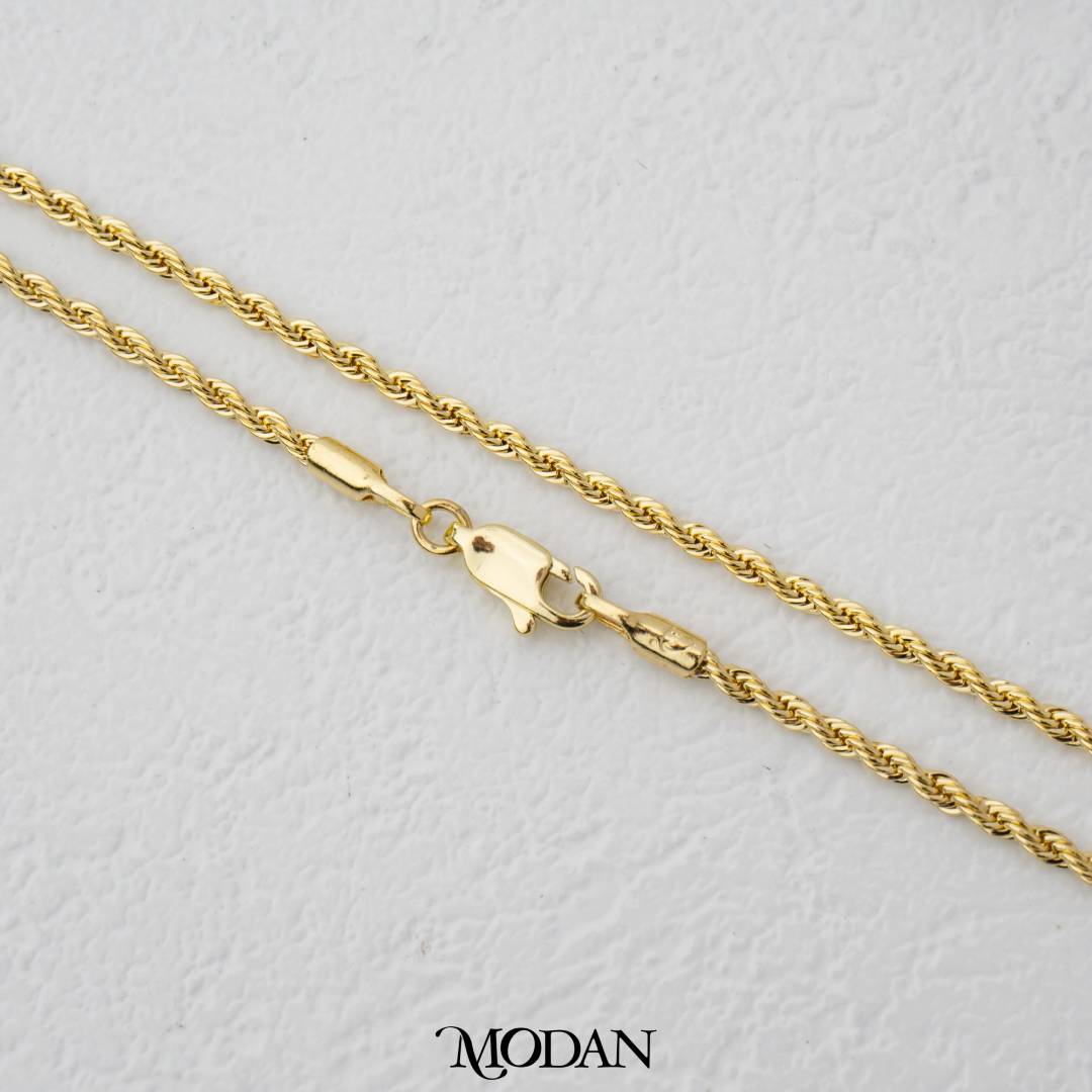 Elegant Plain Singapore Rope Chain DIY Rantai Ulir Tambang Polos Hypoallergenic Gold Plated