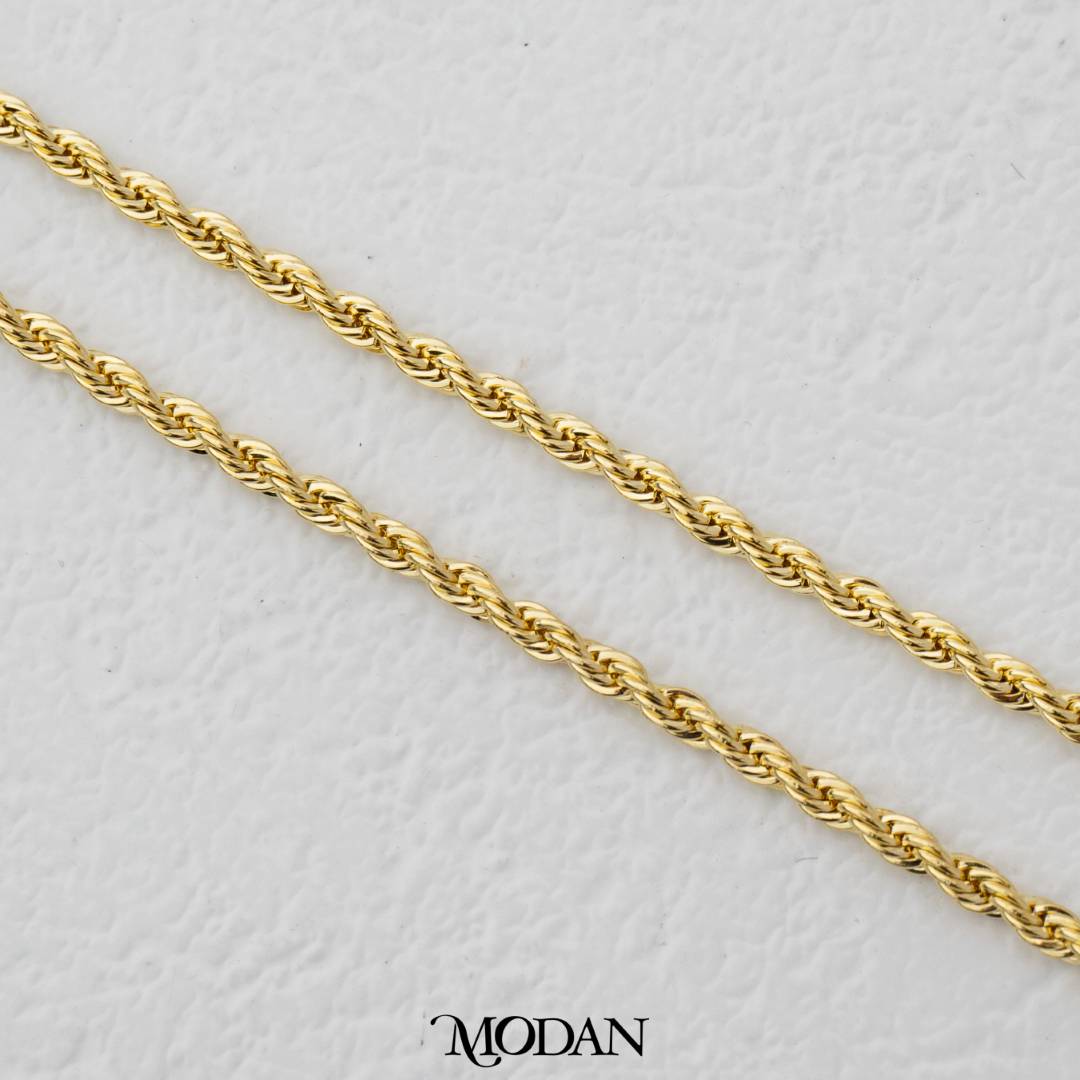 Elegant Plain Singapore Rope Chain DIY Rantai Ulir Tambang Polos Hypoallergenic Gold Plated