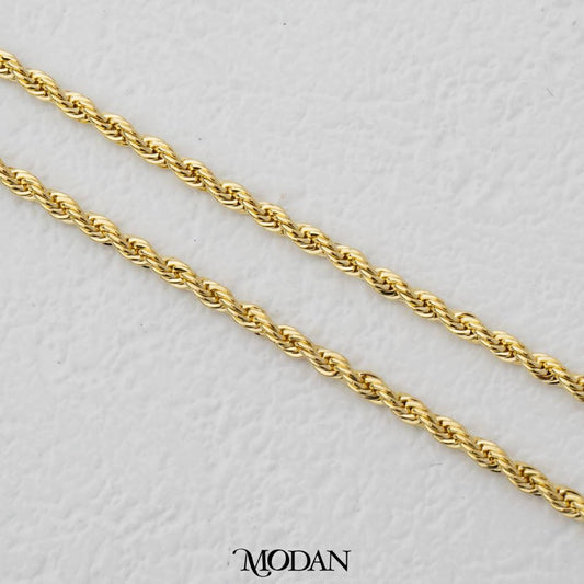 Elegant Plain Singapore Rope Chain DIY Rantai Ulir Tambang Polos Hypoallergenic Gold Plated