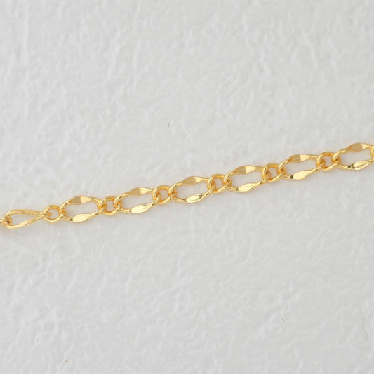 (1meter) Plain Golden Oval Chain Unfinished DIY Chain Rantai Kalung Gelang Pecah Kopi Meteran Hypoallergenic Gold Filled