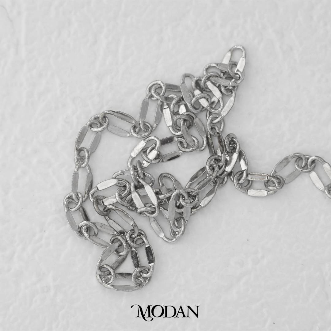(1meter) Plain Silver Oval Chain Unfinished DIY Chain Rantai Kalung Gelang Pecah Kopi Meteran Hypoallergenic Gold Filled