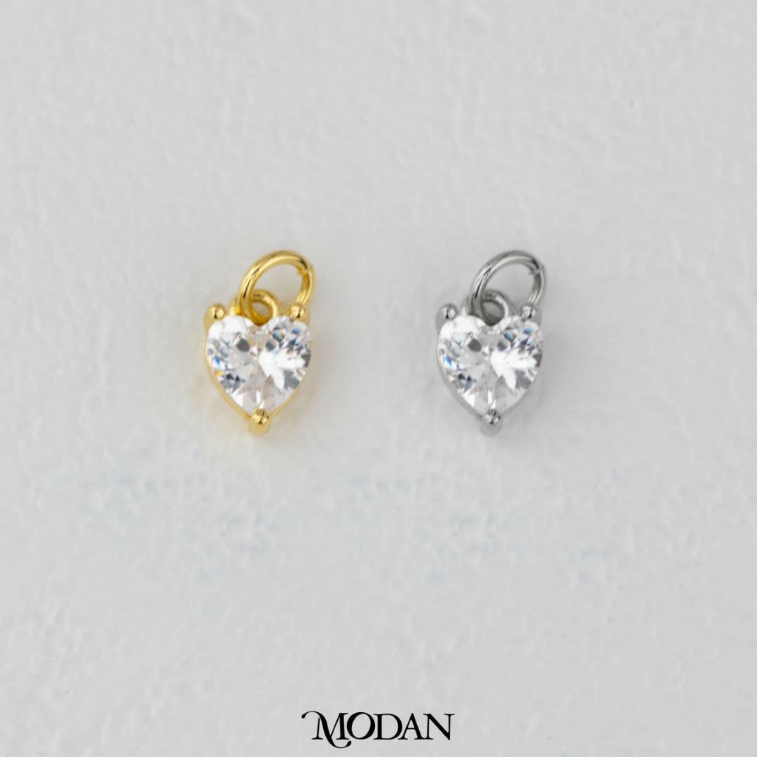 Colorful Sparkling Zirconia Love Heart DIY Charm Liontin Hati Kilau Warna Warni Hypoallergenic Gold Filled